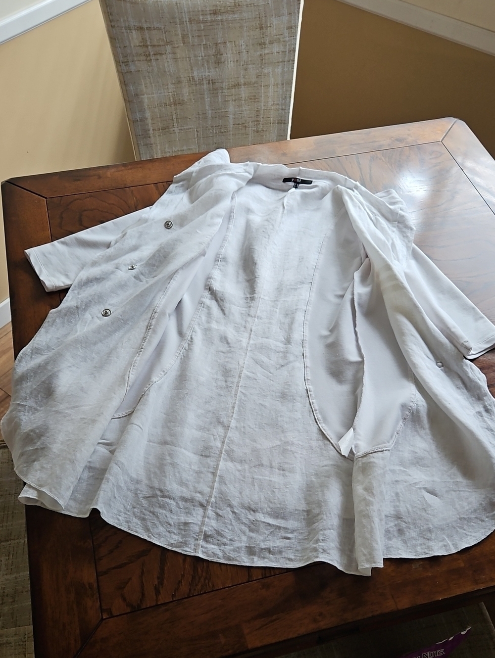 Yest White Linen/Cotton A-line Boho Chic Overshirt Blazer Size 4 - Picture 10 of 15